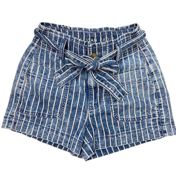 American Eagle Outfitters Pants - American Eagle Stretch Highest Waist Mom Paper Bag Shorts Striped 00
